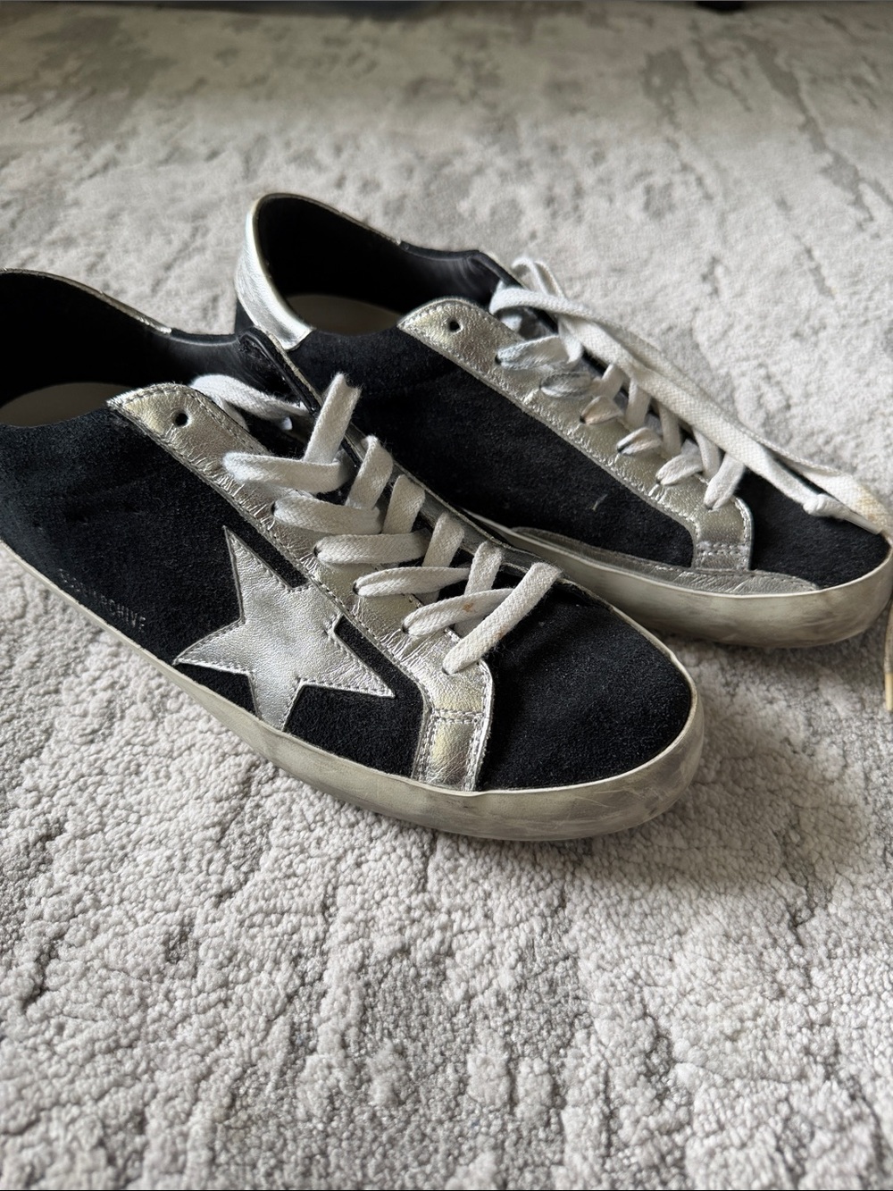 Golden Goose Black Suede Sneakers with Silver Star
